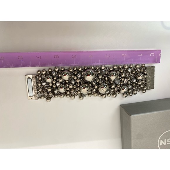HSN CHAIN METAL BRACELET WITH CLUSTERS OF BEADS - Picture 6 of 11